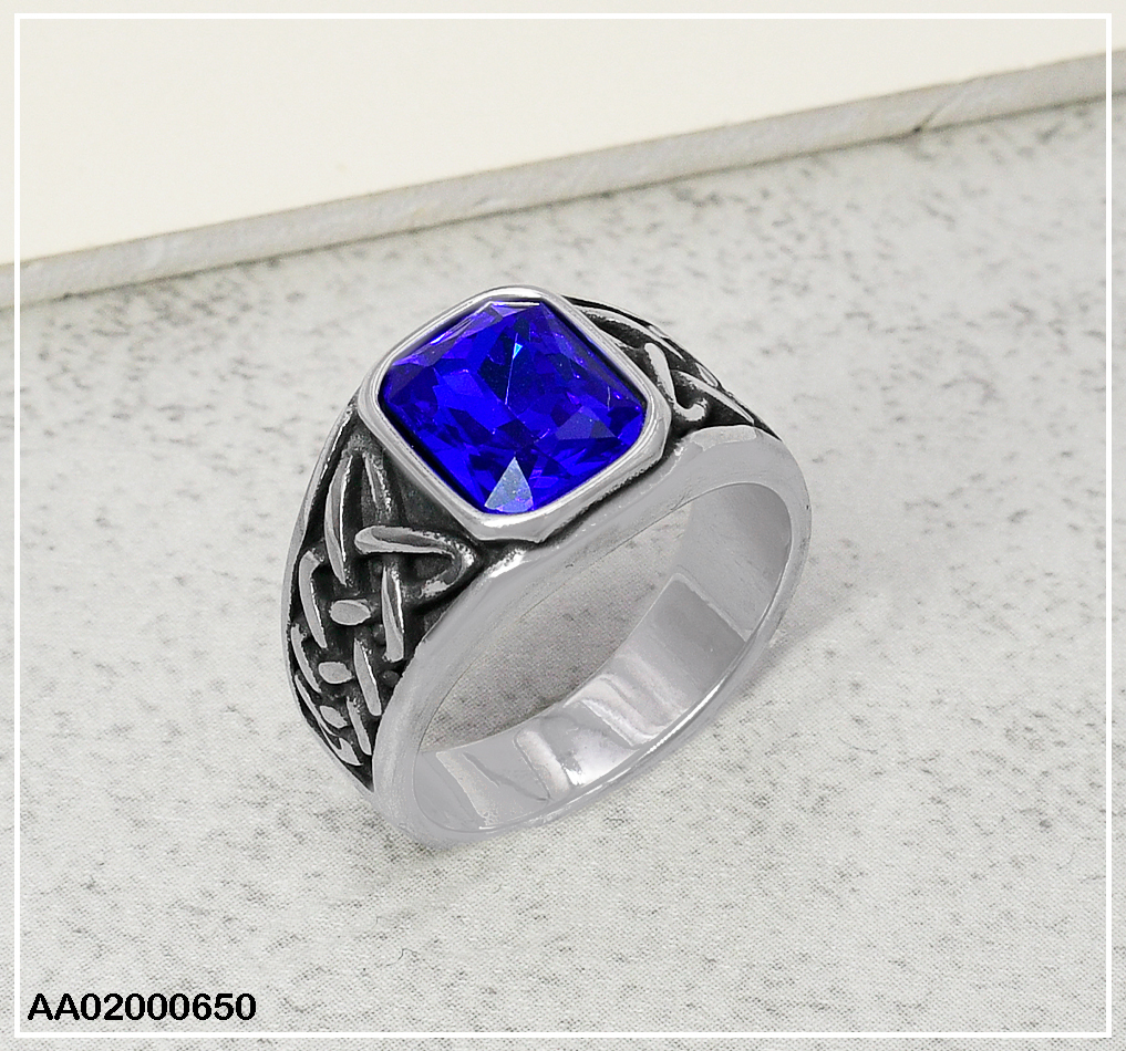 ANILLO PLATEADO VARON XXX ZIRC.AZUL 080342