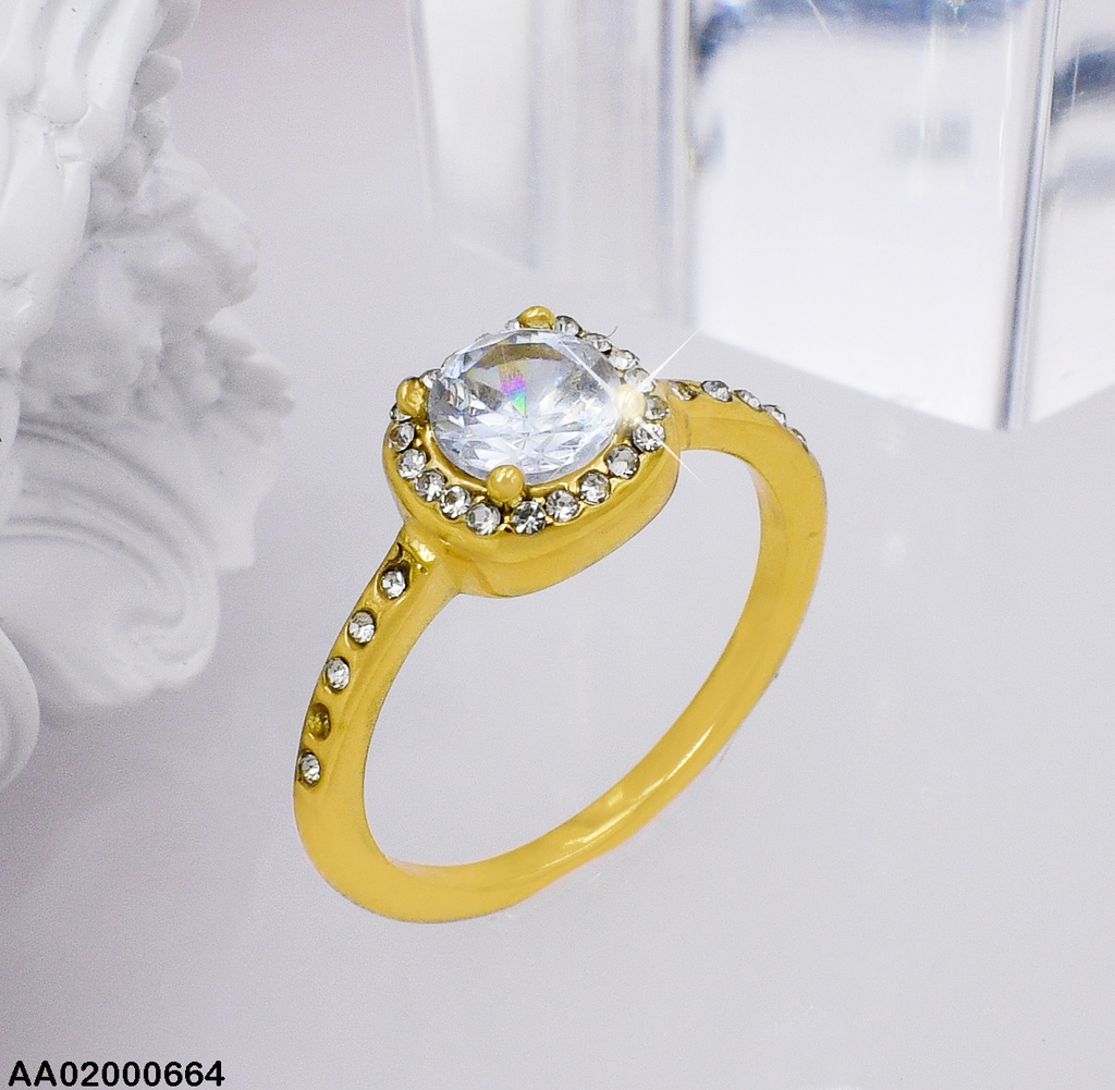 ANILLO SOLITARIO DORADO ZIRC.CUADRADA 080350