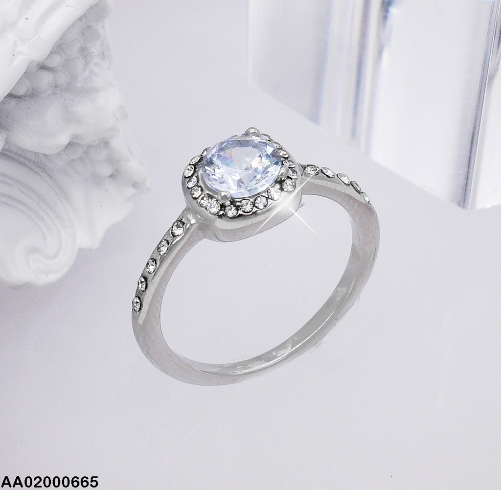 ANILLO PLATEADO SOLITARIO DORADO ZIRC.CUADRADA 080356
