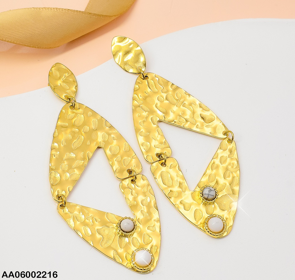 ARETES PLACA OVALO/PLACA TRIANGULO CALADO EA355-45