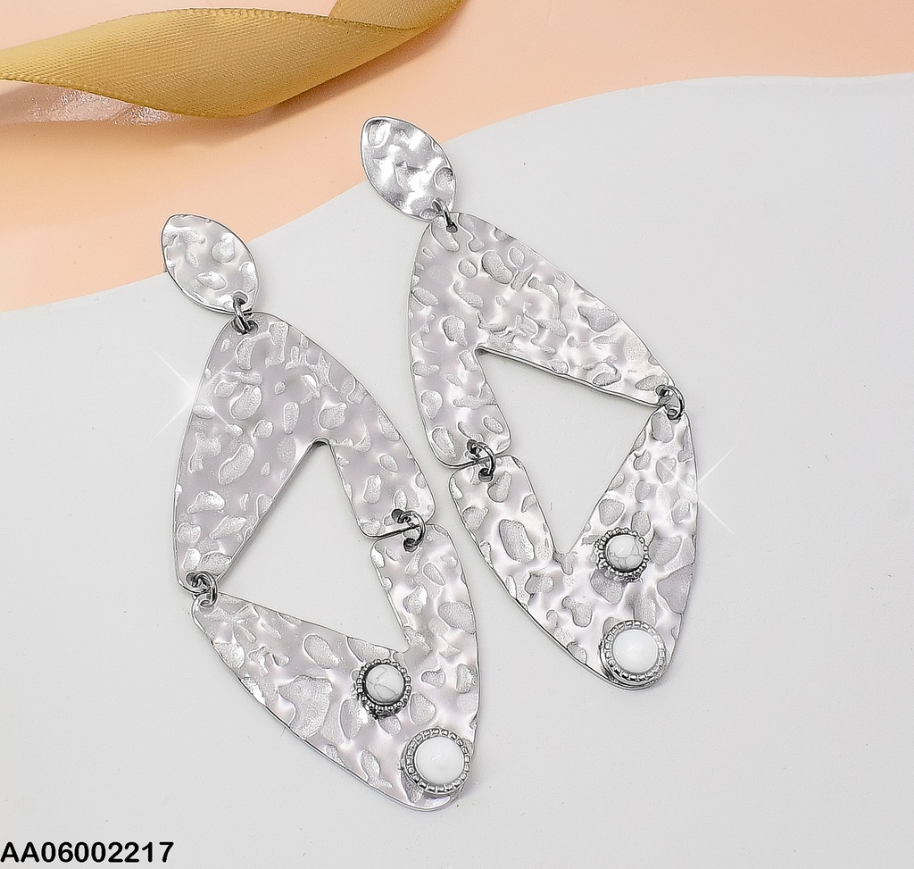 ARETES PLAT. PLACA OVALO/PLACA TRIANGULO CALADO EA356-45