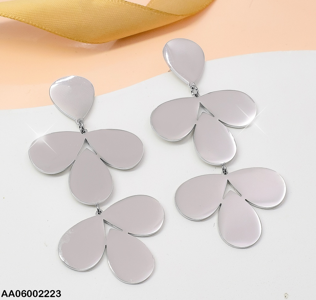 ARETES PLAT. 6 PLACAS PETALOS INVERTIDOS EA288-131