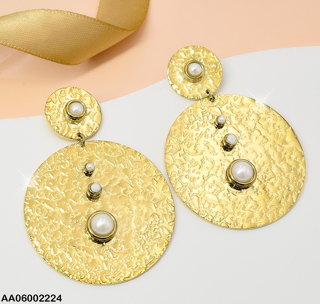 ARETES DOBLE PLACAS RD CORRUGADAS 3 PERLITAS EA285-131