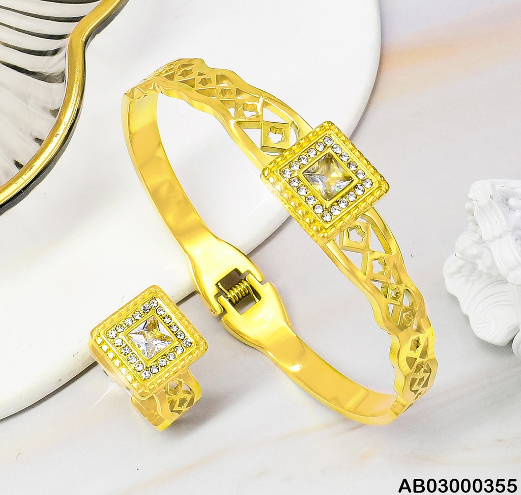 BRAZALETE ANILLO SQ.  GRABADO ZIRC. 080497-207