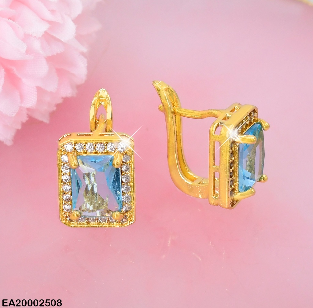 ARETES HUGGIES RECTANGULO VERTICAL ZIRC.CELESTE EE414-10