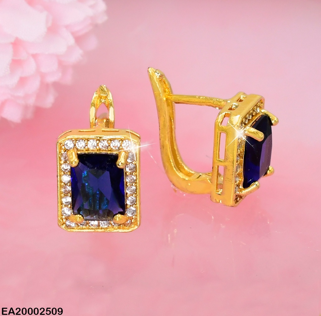 ARETES HUGGIES RECTANGULO VERTICAL AZUL EE415-10
