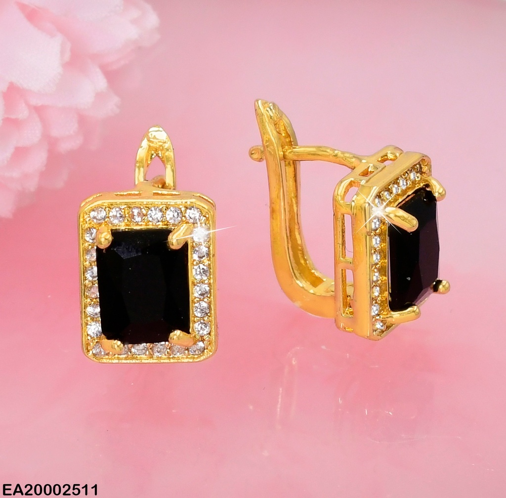 ARETES HUGGIES RECTANGULO VERTICAL NEGRO EE417-10