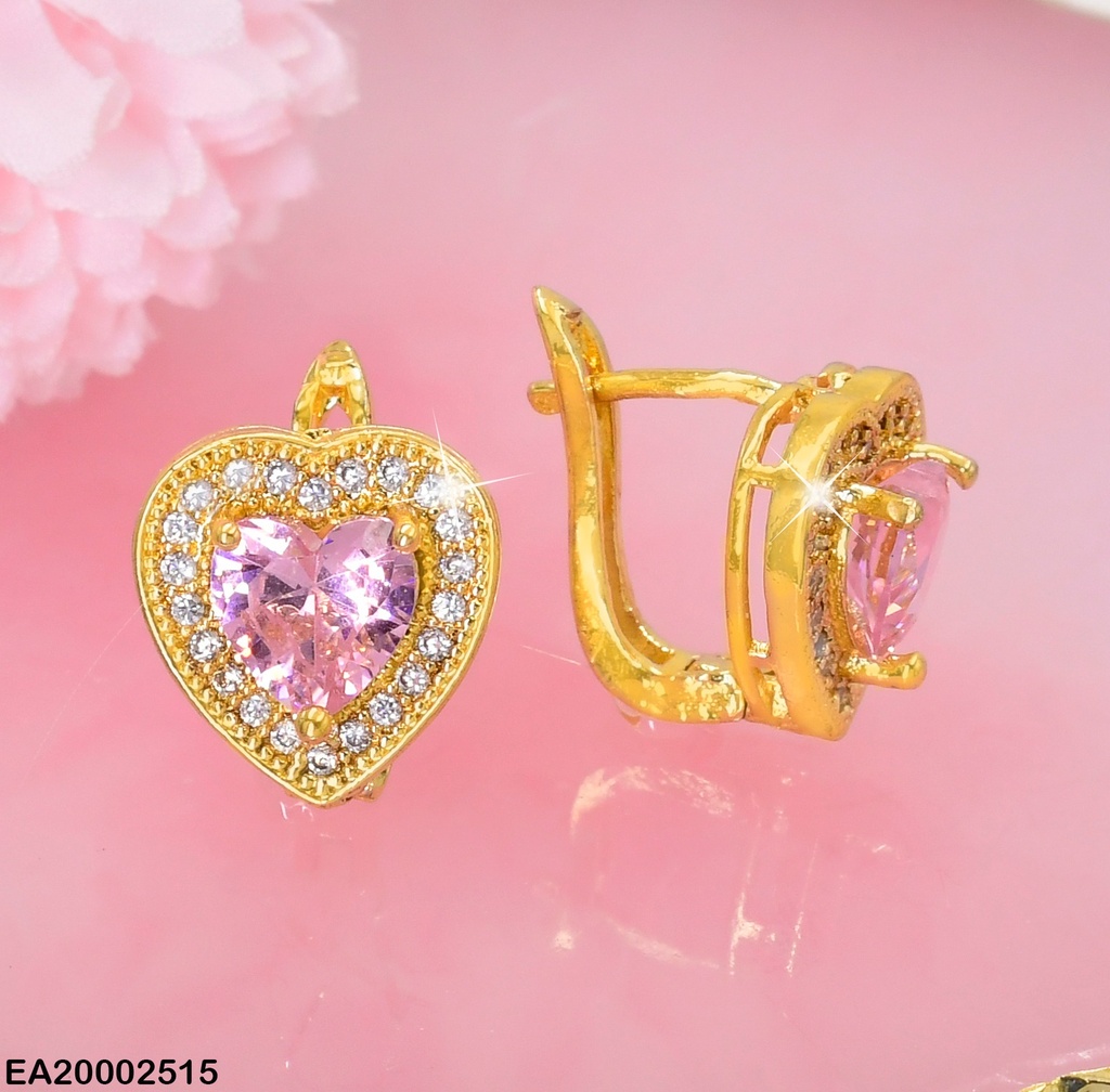 ARETES HUGGIES CORAZON CENTRO ROSADO EE419-10