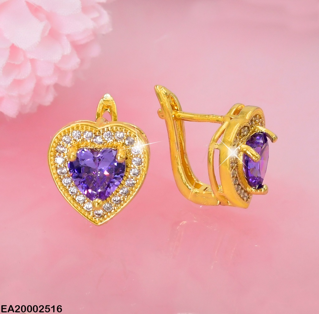 ARETES HUGGIES CORAZON CENTRO MORADO EE420-10