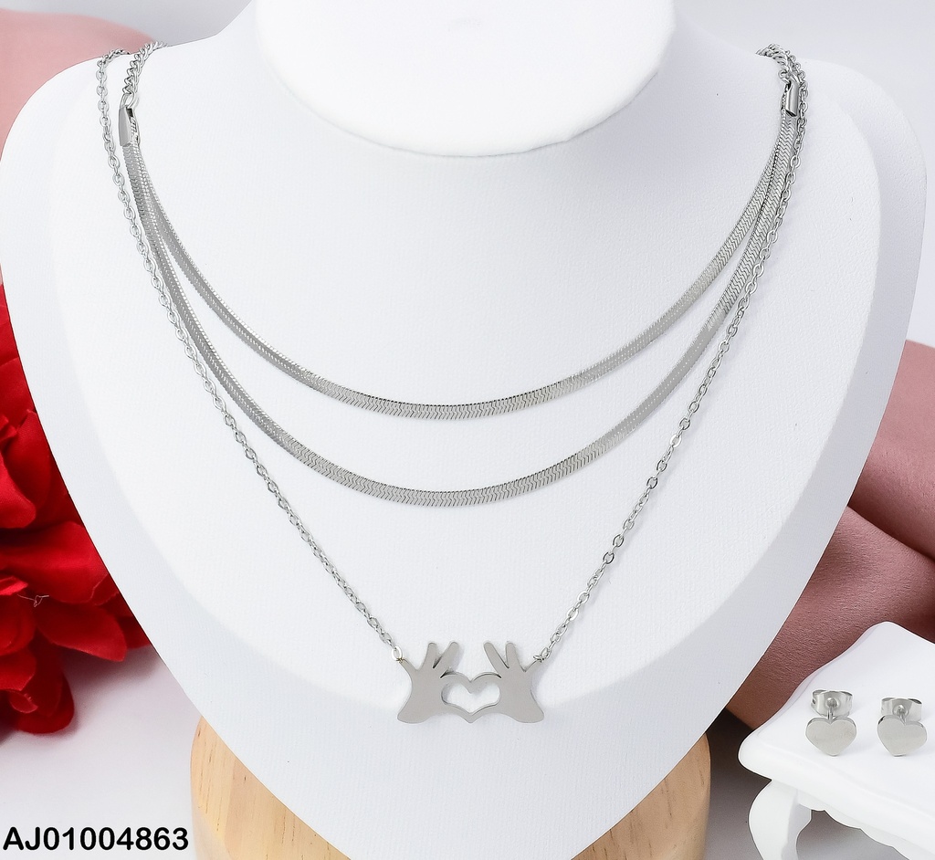 JUEGO PLATD. CAD. TRIPLE MANO CORAZON 0745762-W125