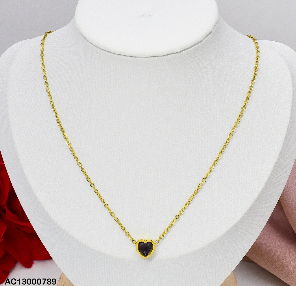 CADENA CORAZON ZIRC. LILA VD080300-W12