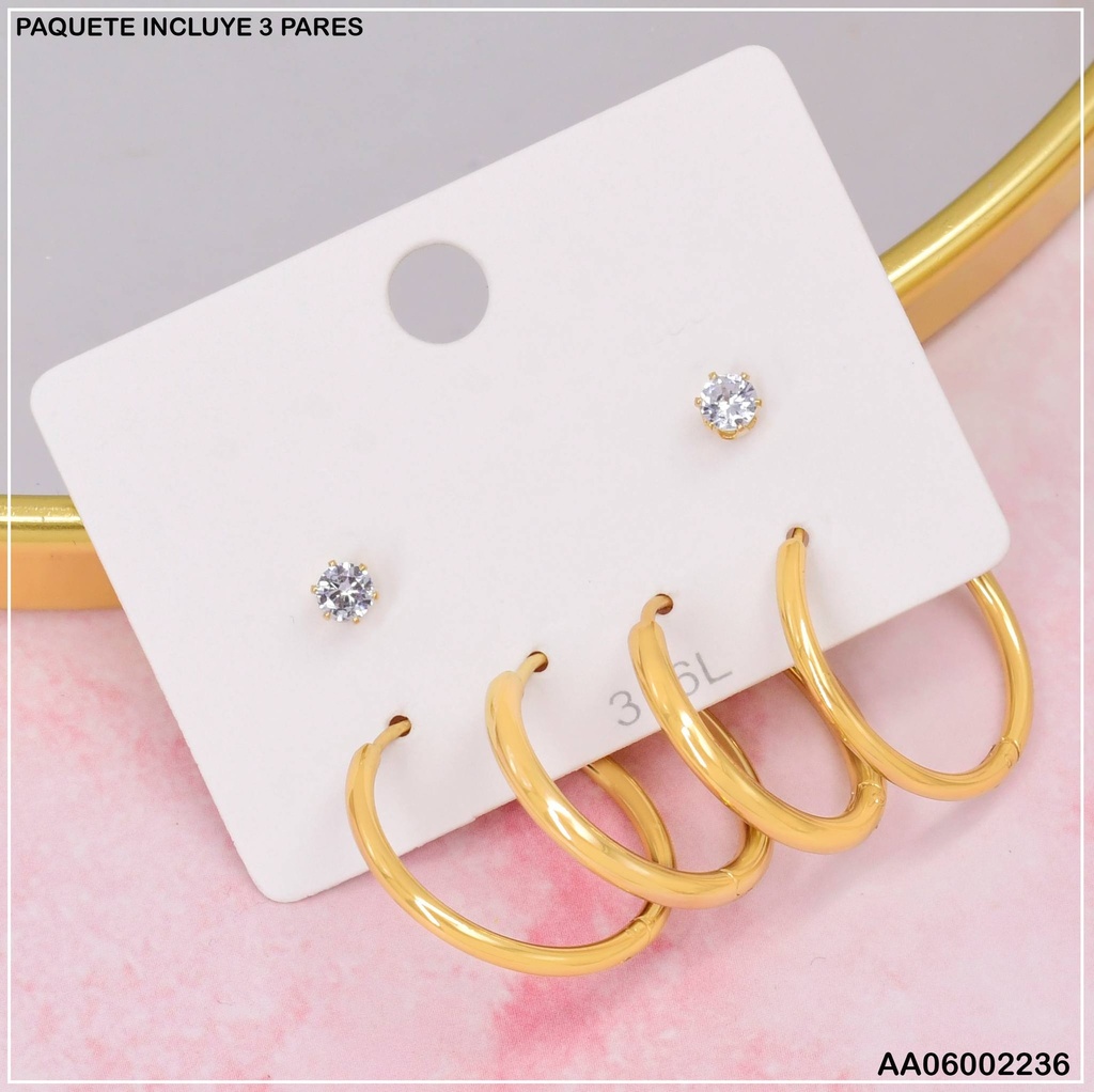 PAQ.3 PARES ARETES ZIRC.RD/ARGOLLAS MED-GR SA297-5