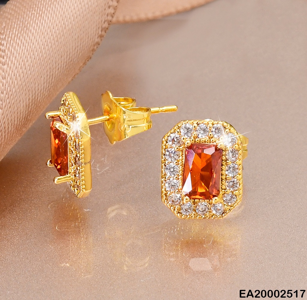 ARETES RECTANGULAR ZIRC. ROJA EE391-10