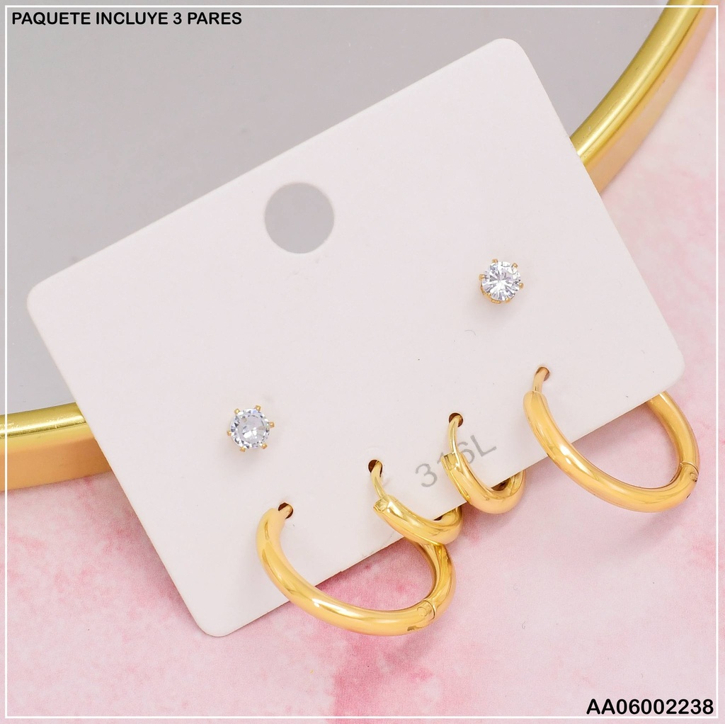 PAQ.3 PARES ARETES ZIRC./ARGOLLAS MED-GR SA291-5