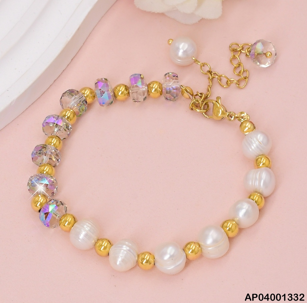PULSERA MITAD PERLAS CULTIVADAS/RUEDAS ZIRC.081390-171
