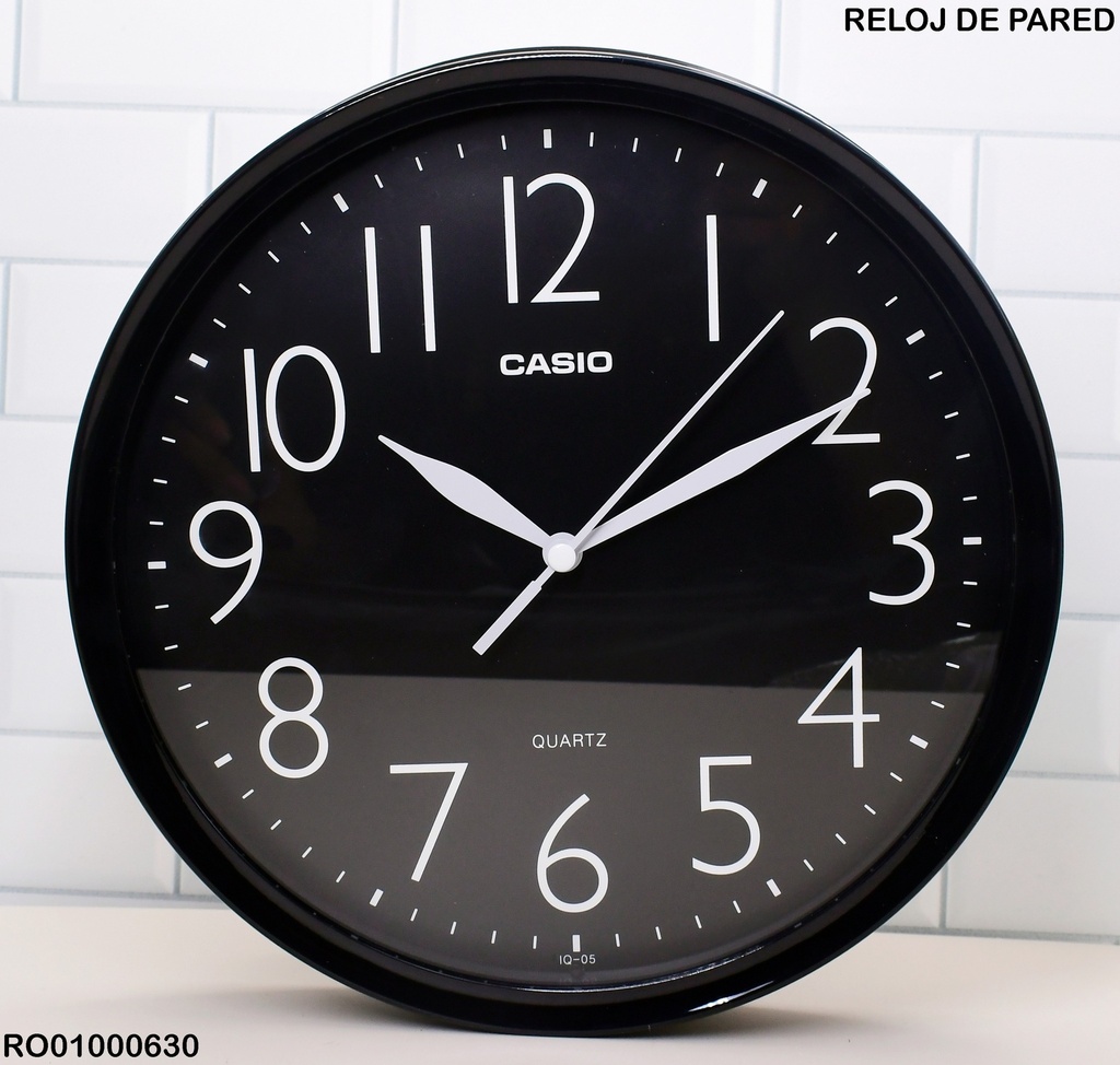 RELOJ DE PARED REDONDO NEGRO CASIO IQ-05-1D