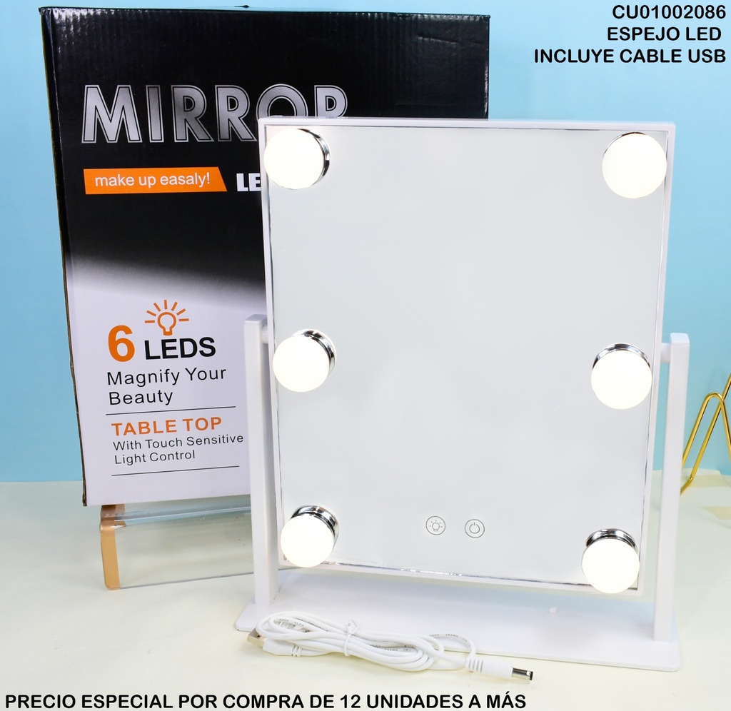 ESPEJO CON 6 LUCES LED USHAS ADH-JX-543