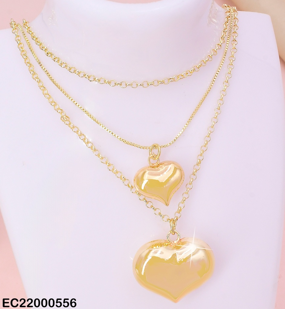 CADENA TRIPLE DOBLE DIJE CORAZON INFLADO CE053-9