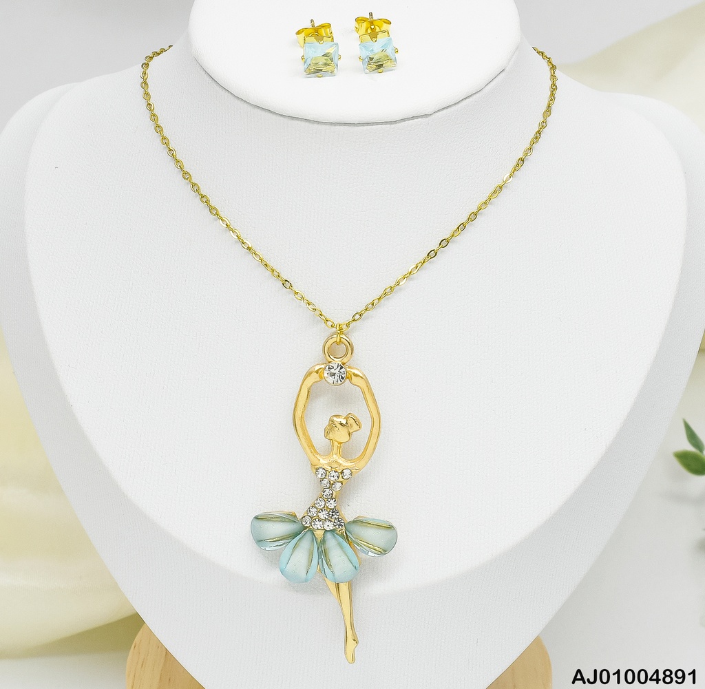 JUEGO BAILARINA FALDA CELESTE ARETES ZIRC.RD 080852 (NPE2025)