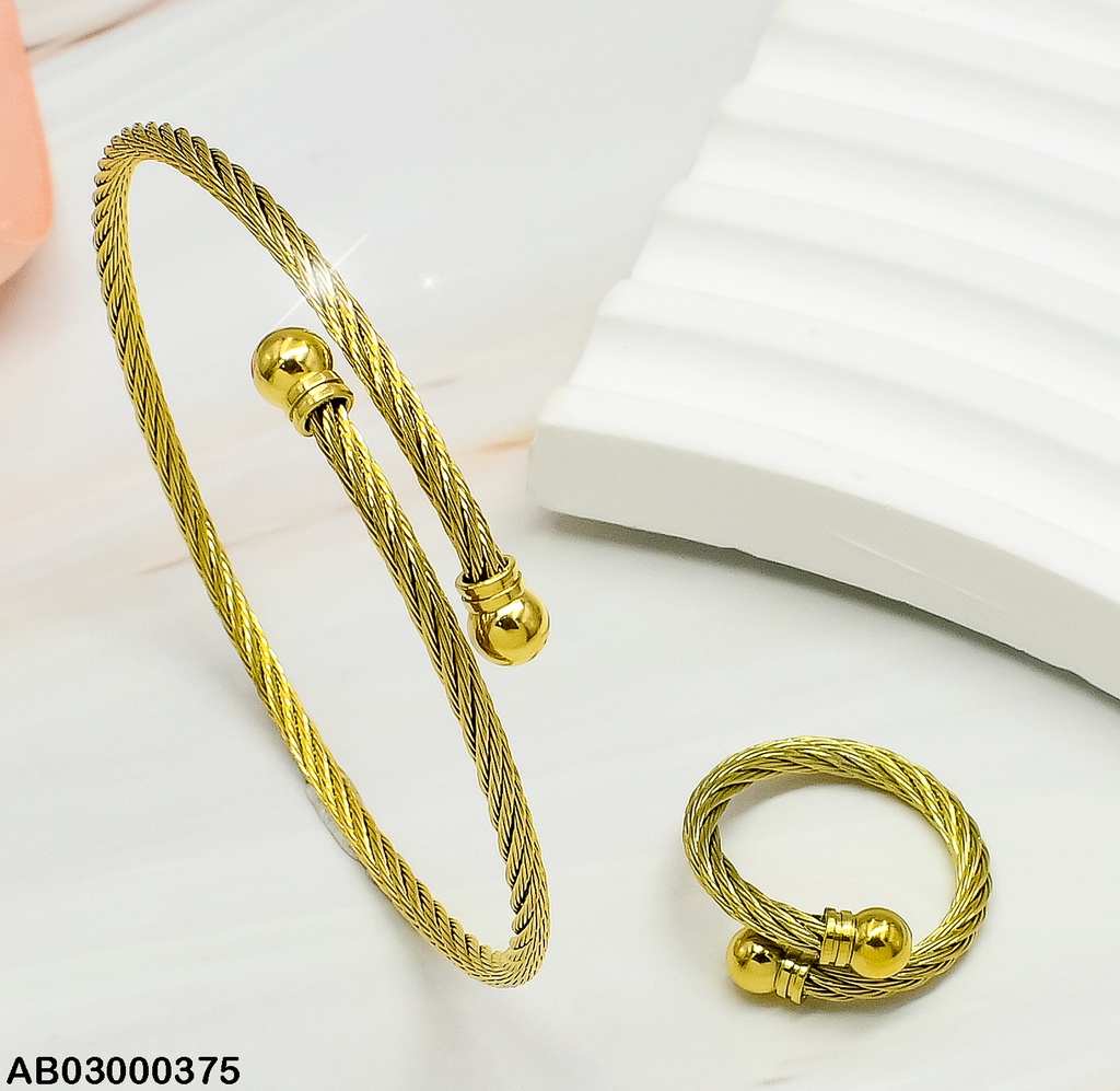 BRAZALETE TORNEADO PELOTAS EXTREMOS C/ANILLO 080666