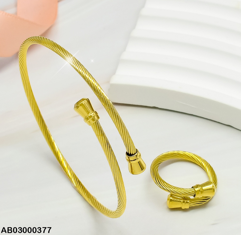 BRAZALETE TORNEADO CAMAPANA EXTREMOS C/ANILLO 080679