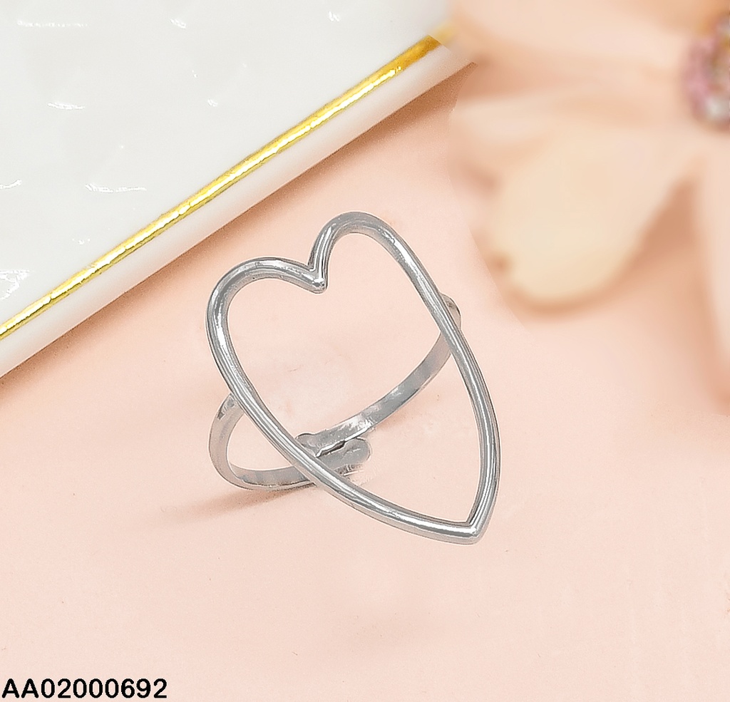 ANILLO PLAT. CROQUI CORAZON ALARGADO RA083-131 AJUSTABLE