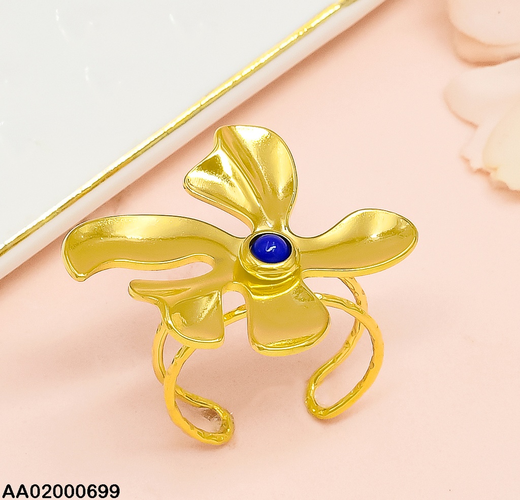 ANILLO FLOR PETALOS IRREG.CENTRO🔵RA126-45 AJUSTABLE