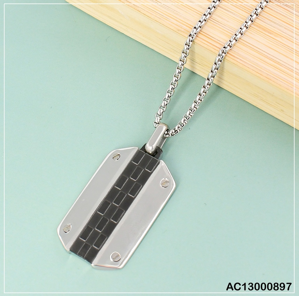 CADENA VARON C/PLACA VERT.PLAT/CUADROS GRIS-NEGROS 081690