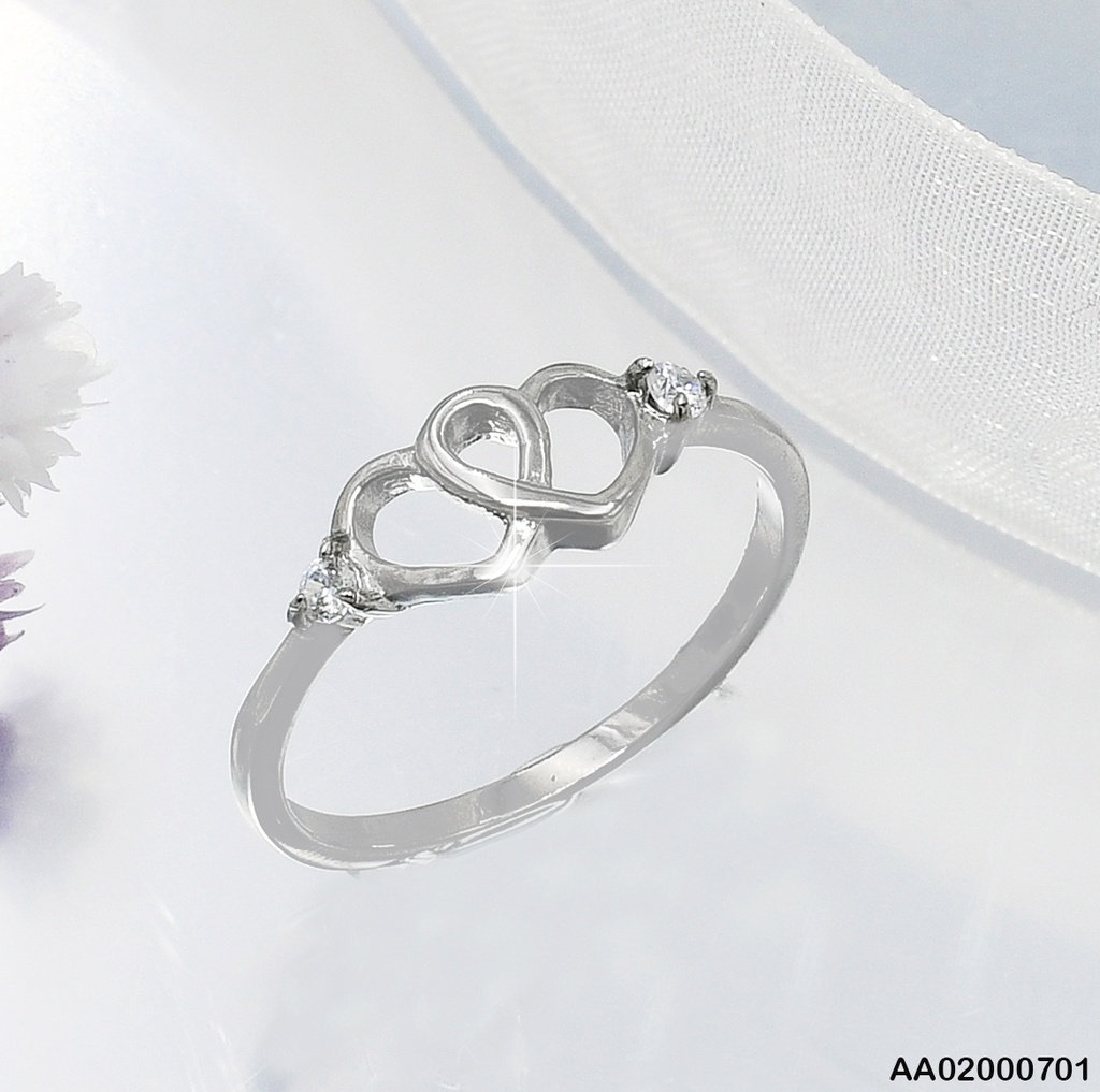 ANILLO PLATEADO DOBLE CROQUI CORAZON 0803621
