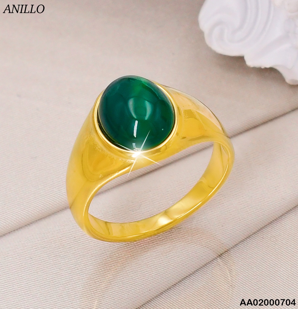 ANILLO PIEDRA VERDE OVALADA 7R4000029