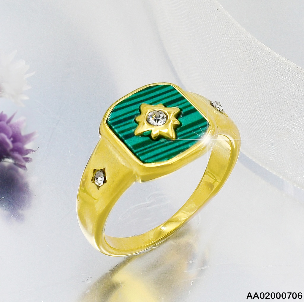 ANILLO DOR. DE MESA VERDE ⭐ZIRCONIAS GER000199