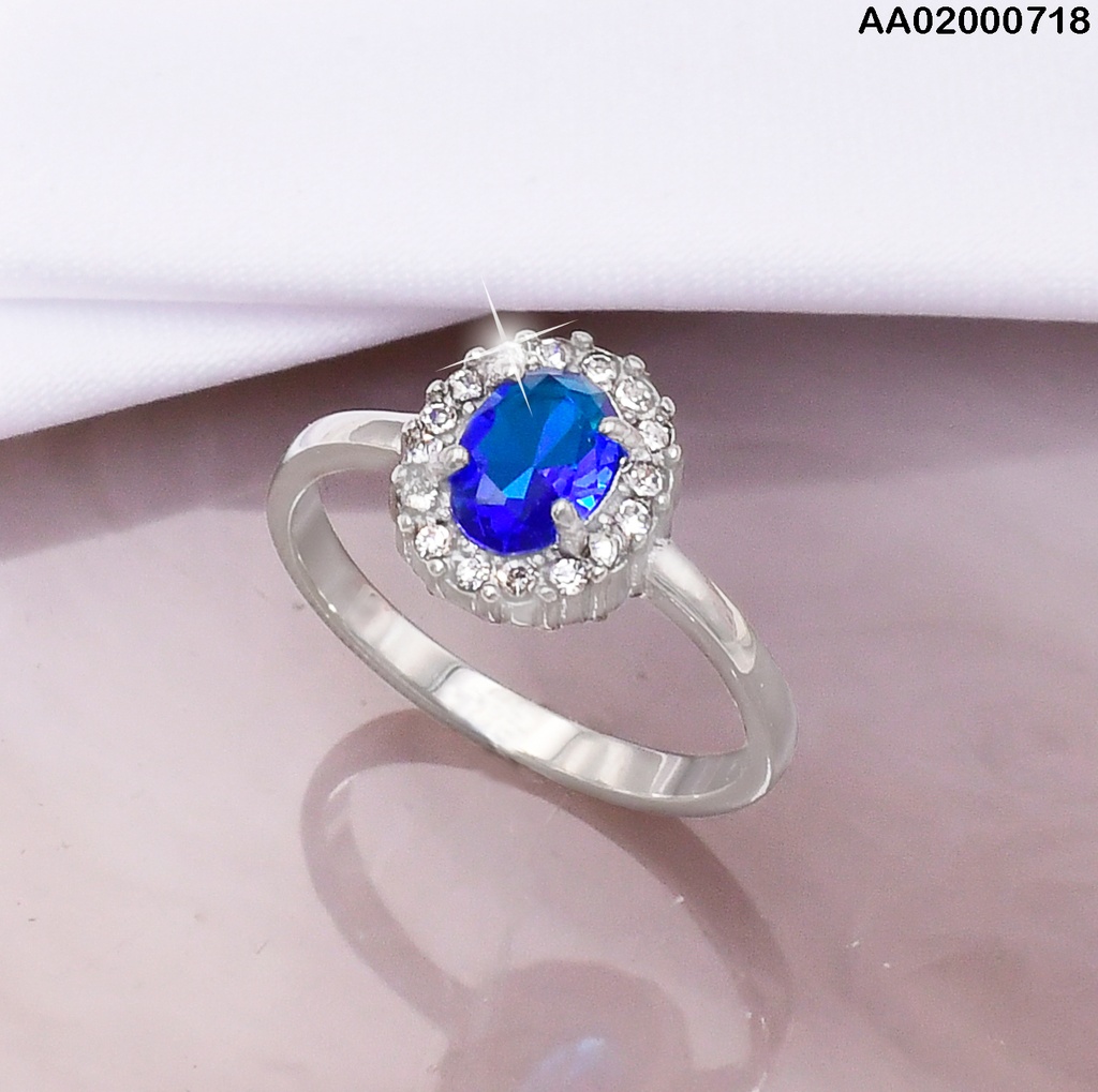 ANILLO PLATD. OVALO ZIRC. AZUL 0803601-G18