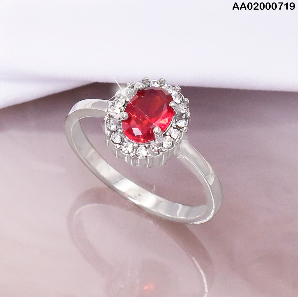 ANILLO PLATD. ZIRCONIA ROJA 0803611-G18