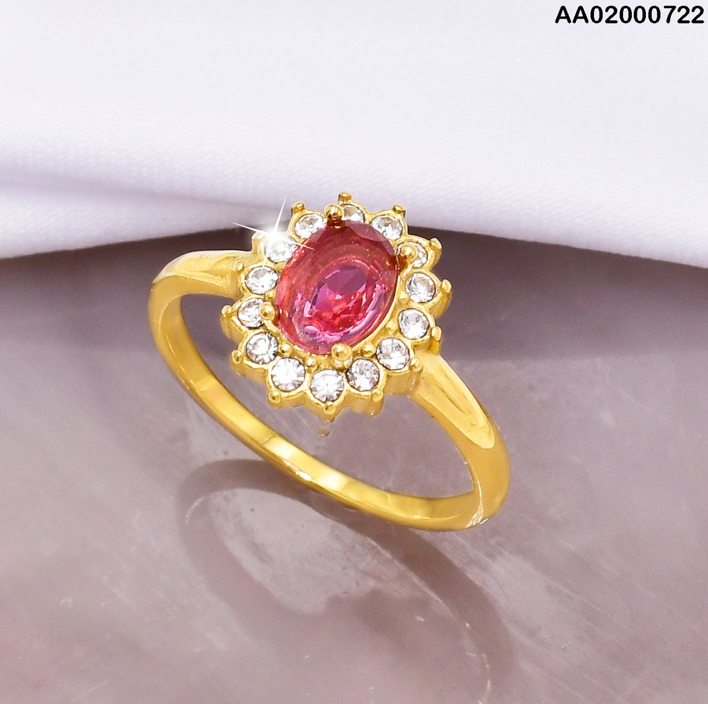 ANILLO OVALO ZIRC. ROJA 080367-W81