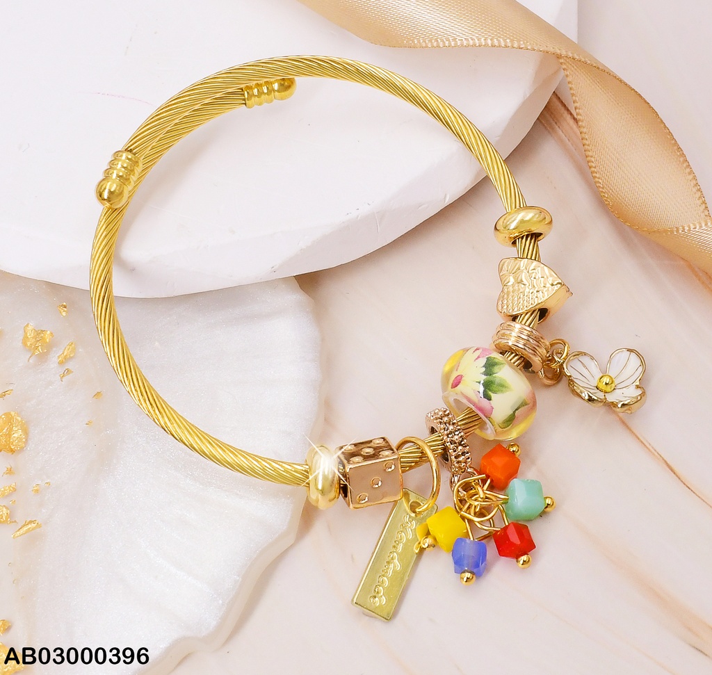 BRAZALETE PLACA VERT/CUBOS COL./DADO/FLOR A8368-100