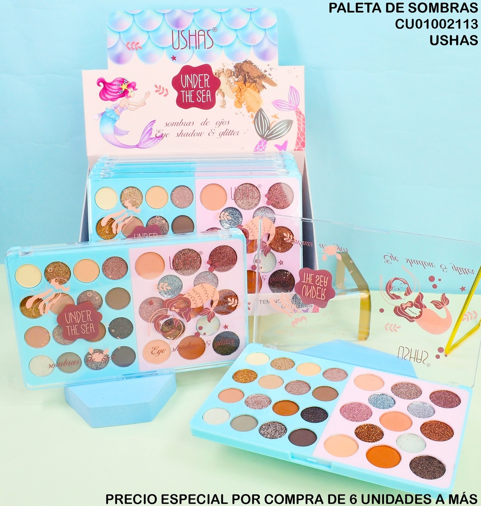 PALETA SOMBRAS/GLITTER 29 TON. UNDER THE SEA ES3872-2 USHAS