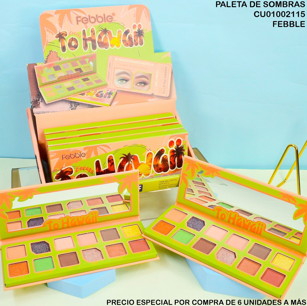 PALETA  12 TONOS SOMBRAS TO HAWAII FEBBLE FBF006
