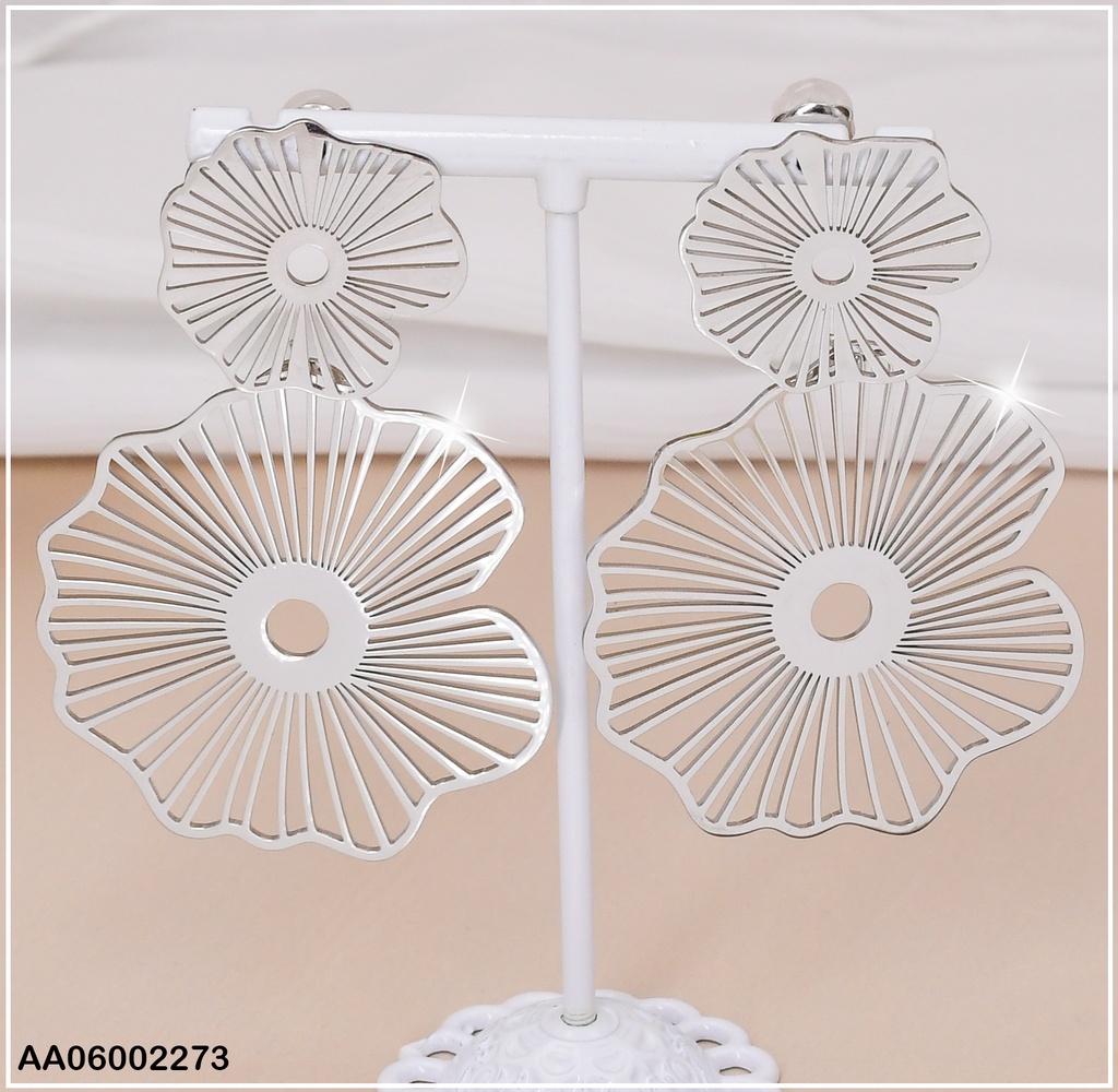 ARETES PLATD. FLOR CROQUI LINEAS COLGANTE EA256-131