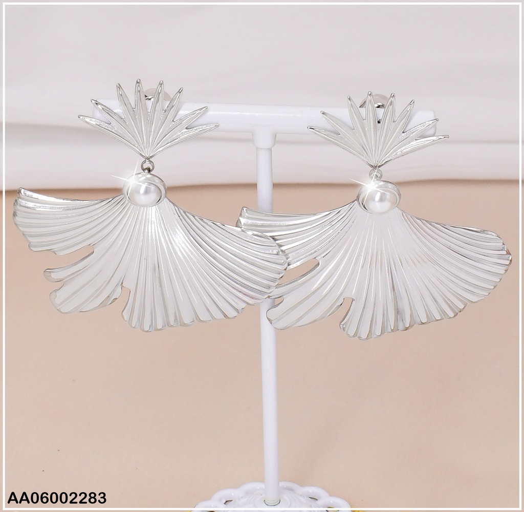 ARETES PLAT.PALMERA C/PERLITA EA322-131