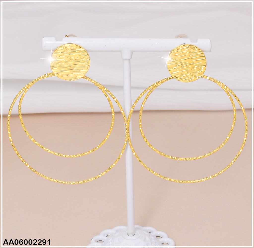 ARETES PLACA RD. DOBLE CIRCULO COLGANTE. EA361-45