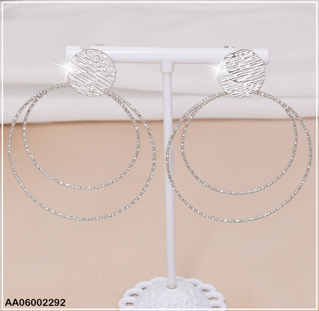 ARETES PLATD. PLACA RD. CIRCULOS COLGANTES EA362-45