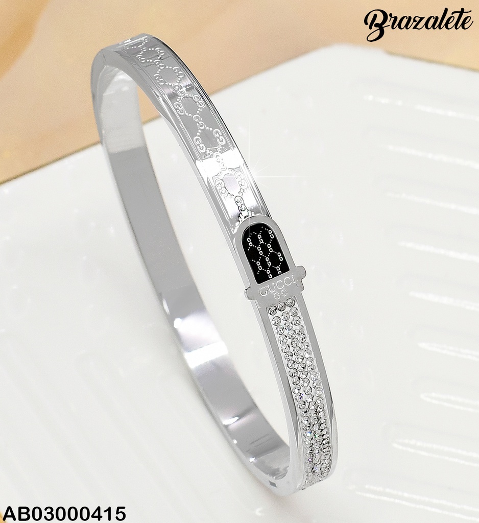 BRAZALETE PLATD. FAJA ZIRC. GUCCI 080511-148