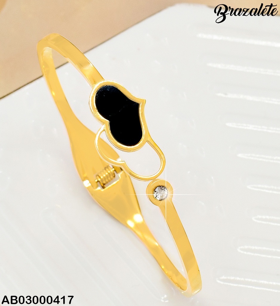 BRAZALETE DOS CORAZON NEGRO/CROQUI ZIRC. 081635-W171