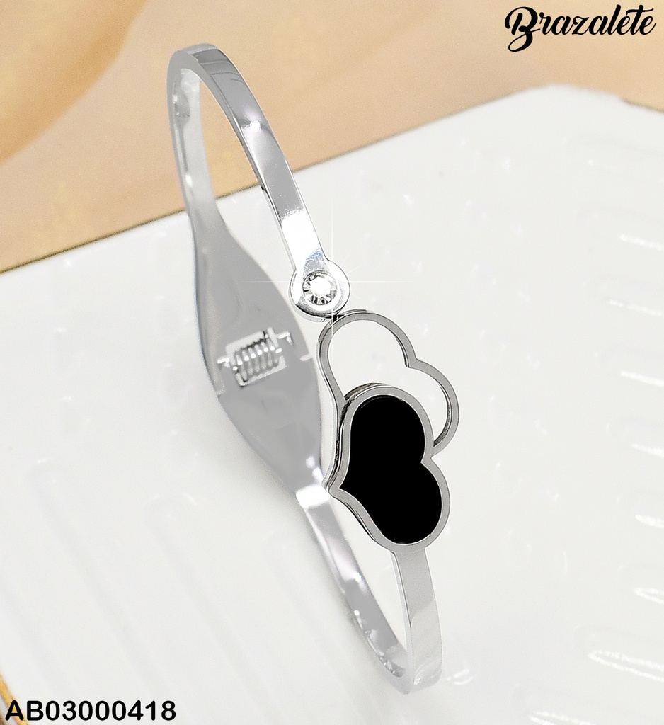 BRAZALETE PLATD. DOS CORAZON NEGRO/CROQUI 081636-W171