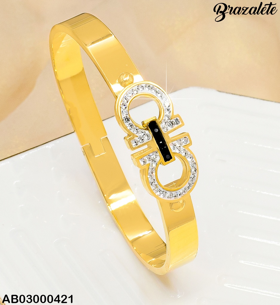 BRAZALETE OO ZIRCONIAS BLANCO/NEGRO 080980-W43