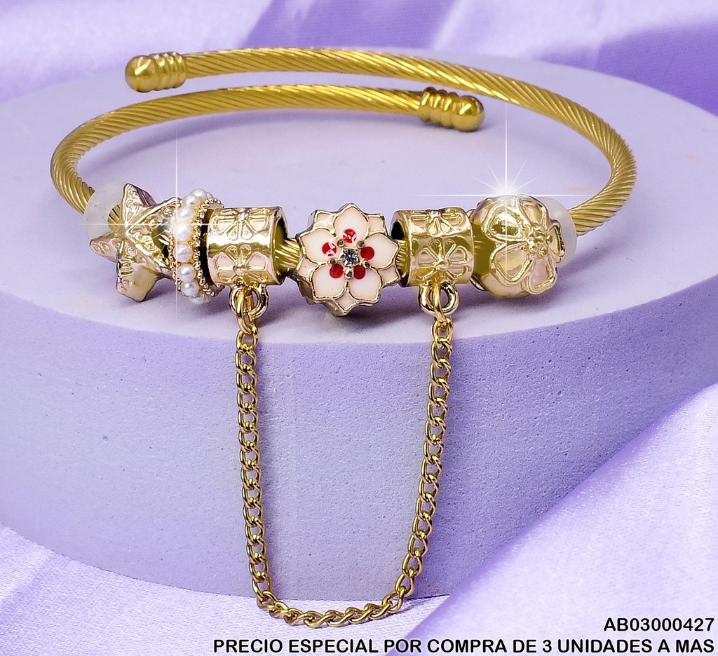 BRAZALETES DETALLES DIJES: FLOR/CORAZON CADENA 004A3857-100/5185