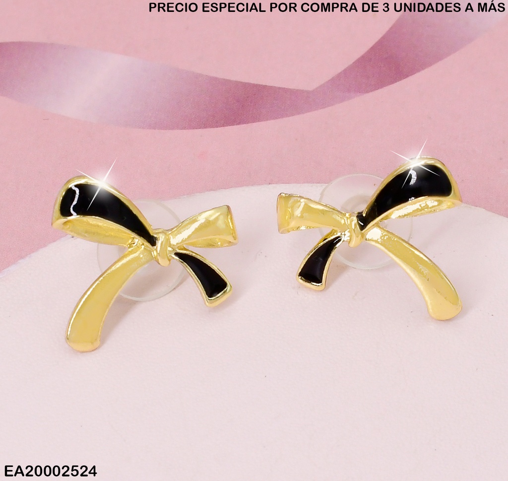 ARETES LAZOS DOR-BLANCO/NEGRO S8075-100