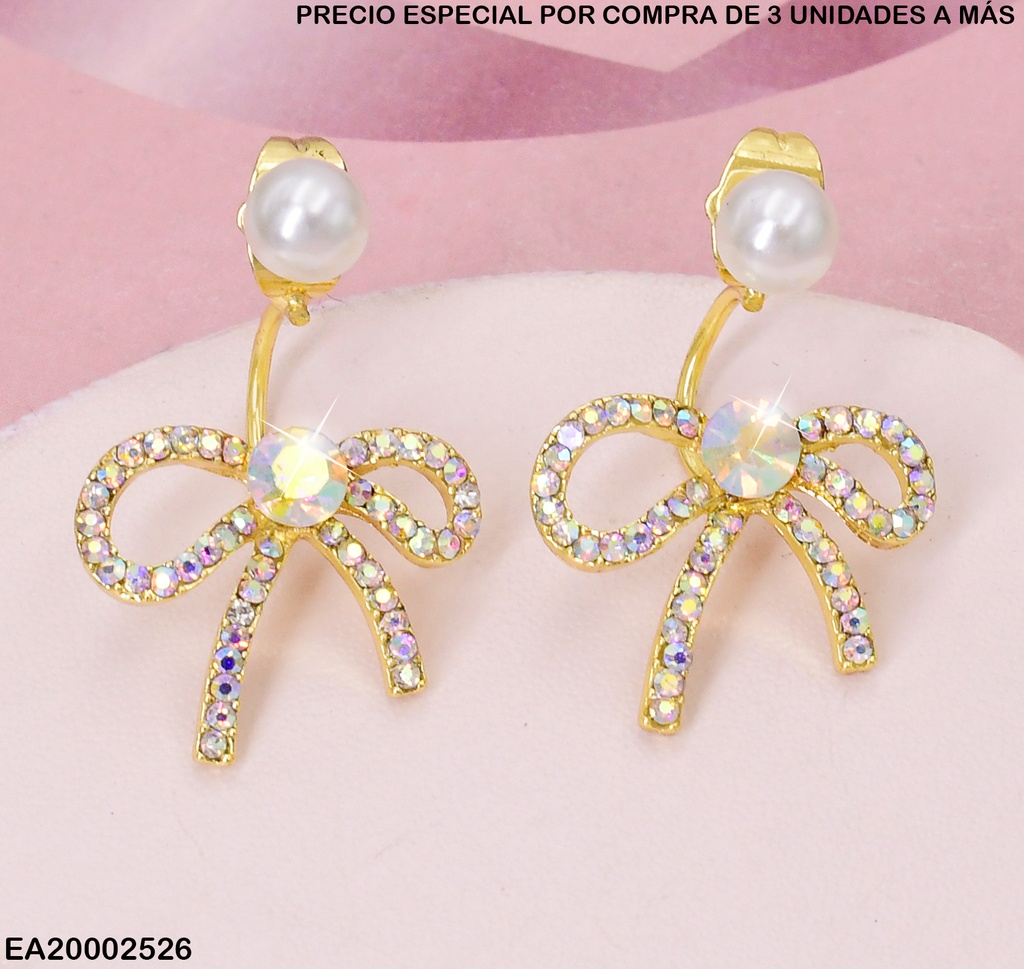 ARETES PERLA C/LAZO ZIRCONIAS TORNASOL T9755