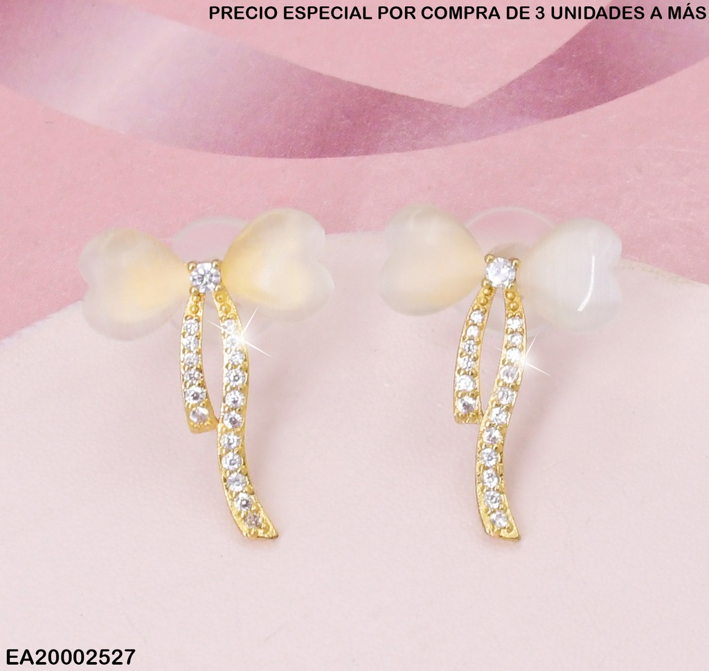 ARETES LAZOS BLANCOS C/LINEAS ZIRC.COLGANTES A3743-484