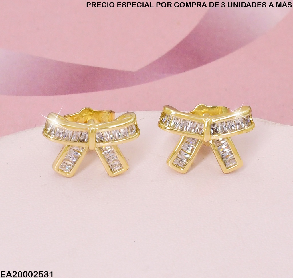 ARETES LAZO PEQUEÑO DORADO/ZIRC.RECTANG.A4072-223